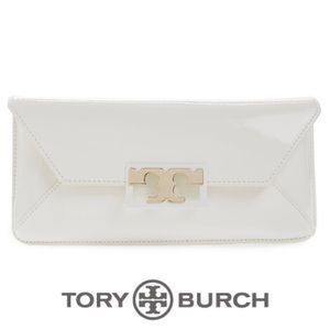 Tory Burch White Patent Gigi Leather Clutch